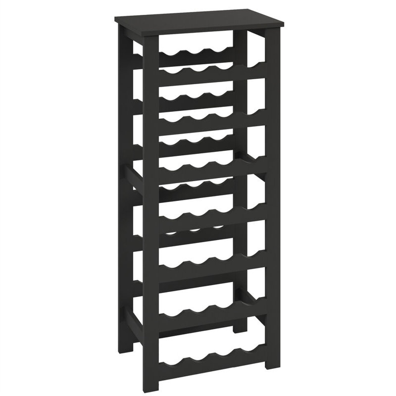 Abderahmane Solid Wood Freestanding Wine Bottle Rack, Black