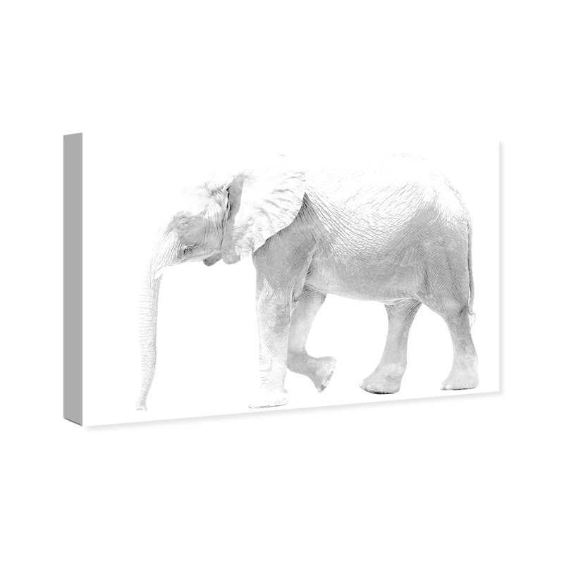 Éléphant blanc, éléphant sauvage de la jungle, blanc moderne - impression, Toile tendue, H 10 po x l 15 po