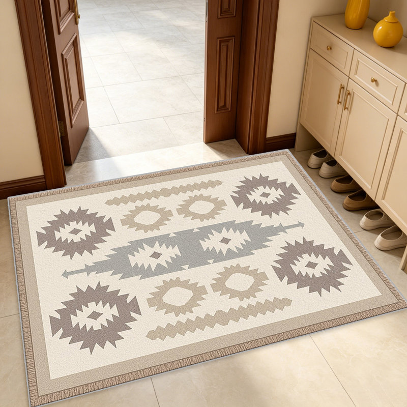 Beige Southwestern carpet-easy to clean, machine-washable, soft and comfortable; suitable for door mats, kitchens, living rooms, bedrooms, corridors, and laundry areas. Easy to clean, durable carpet for home decoration.