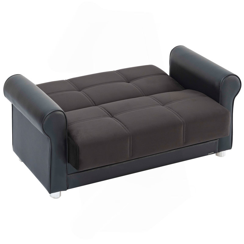 Causeuse convertible avec rangement Collection, Polyuréthane noir, brun foncé