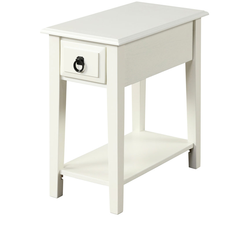 Table rectangulaire blanche avec tiroir et tablette pour le décor de la chambre à coucher, profondeur de 12 pouces