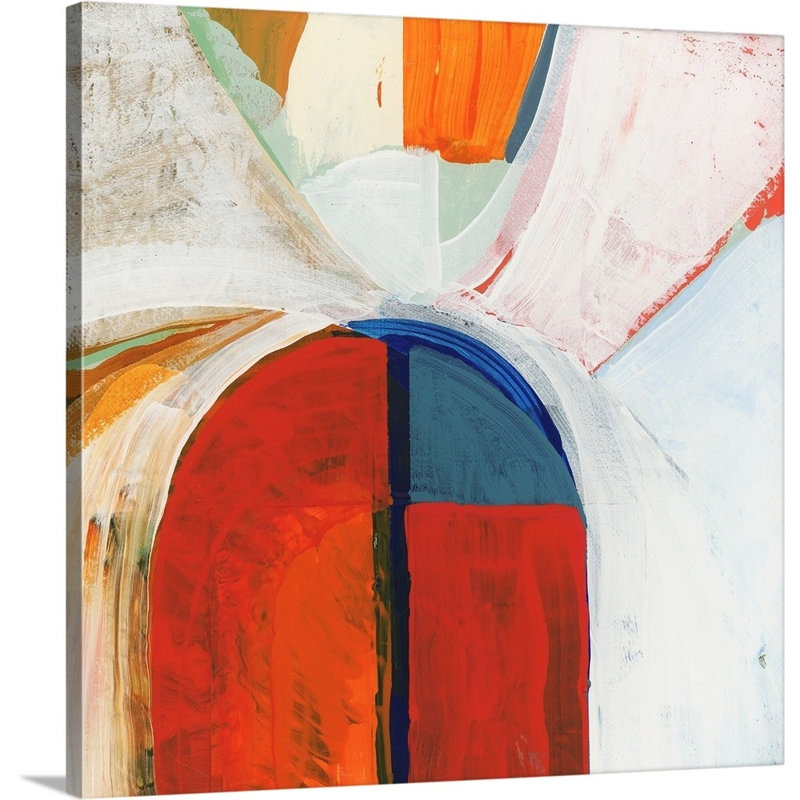 Blue Orange IV - Painting on Canvas, 12" H x 12" W x 1.25" D, Wrapped Canvas