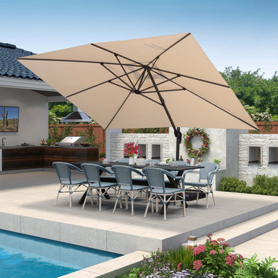 Tonquin 10' x 13' Rectangular Cantilever Beige Umbrella