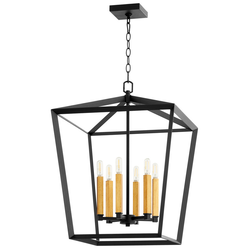 Hyperion 6 - Light Lantern Geometric Chandelier, Aged Silver Leaf