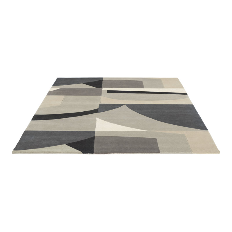 Bodega Wool Abstract Area Rug in Beige, Rectangle 4'7" x 6'7"