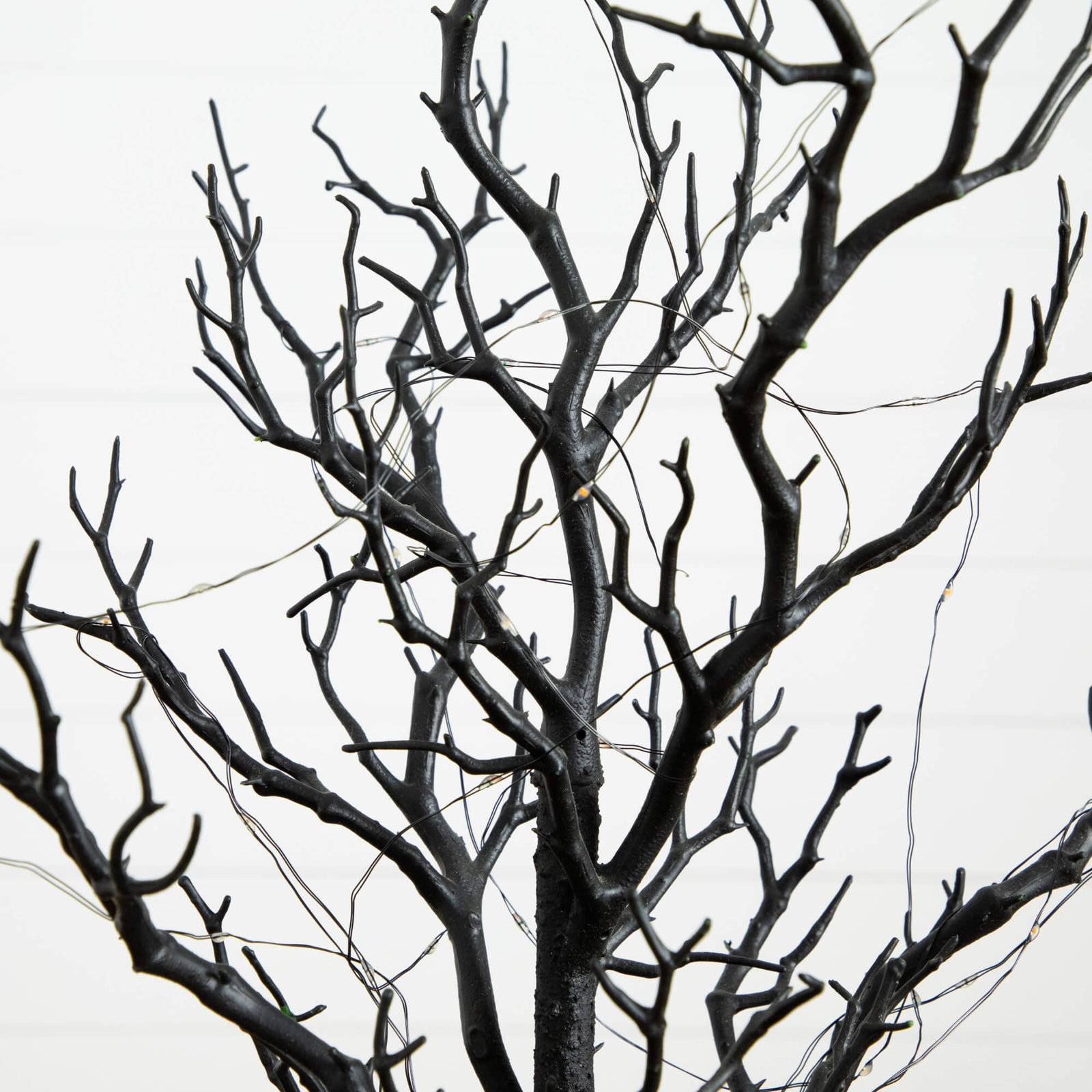 5Ft. Pre-Lit Artificial Halloween Black Spooky Twig Tree With 200 Orange & Purple Copper Wire String LED Lights