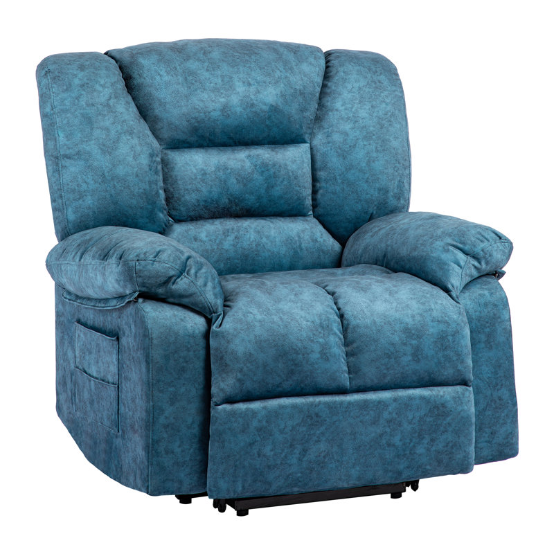 Fauteuil inclinable manuel standard surdimensionné en velours de 49,2 po de largeur, Bleu