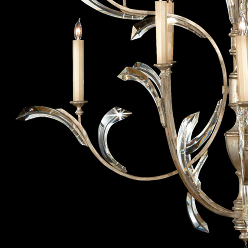 Beveled Arcs 16 - Light Chandelier, Silver