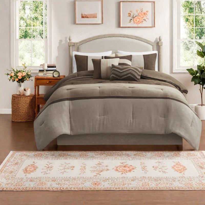 Piece Faux Suede King Bedding Sets, Brown Microsuede Rustic Decor
