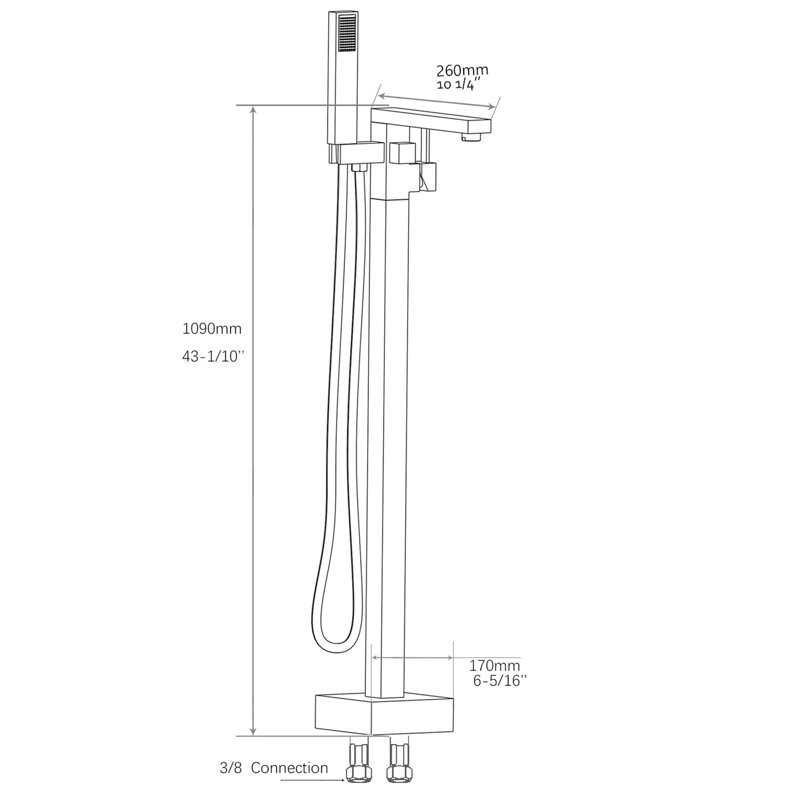 Brushed Nickel Tub Faucet With Hand Shower - Build, 38.29 In Product Depth, Bathroom 3.9 Gpm Max Water Flow,