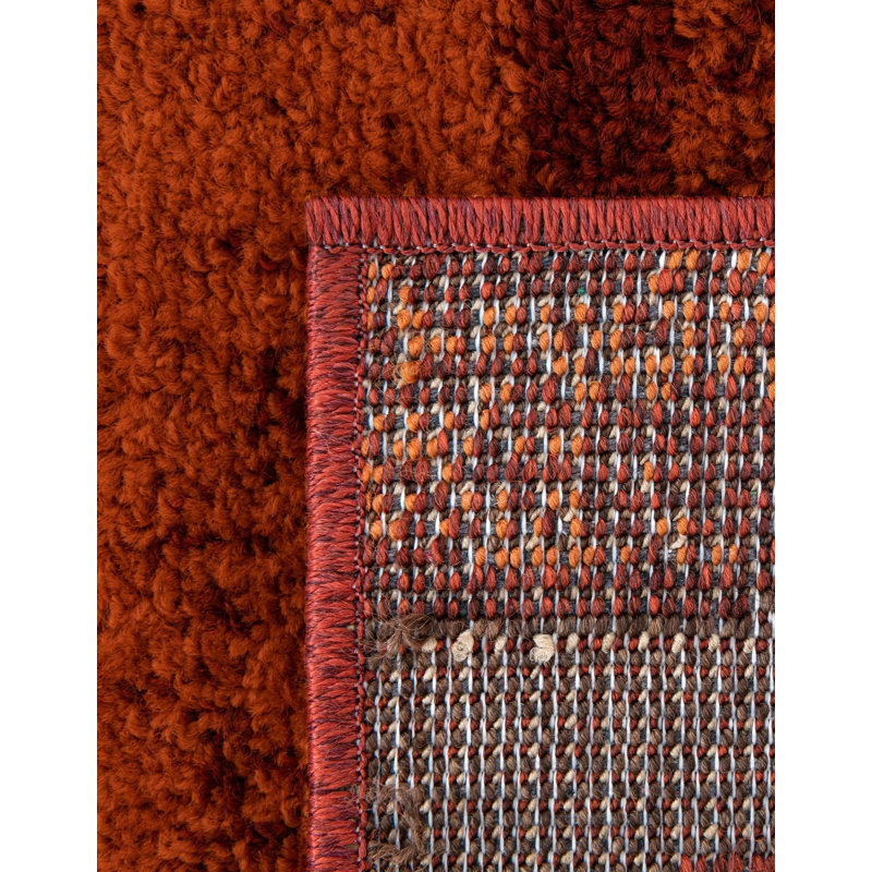 Tapis rouge brique / vert sauge / orange Alair, Rectangle 2 pi x 3 pi 1 po