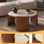 Table basse ronde moderne en pierre frittée de 31,5 pouces, table centrale au look travertin lustré avec pieds en dalle de noyer épais, table basse circulaire pour le salon