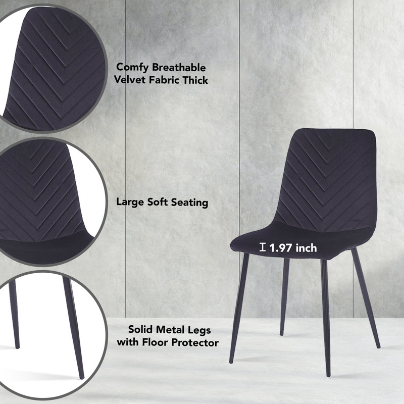 Chaise d'appoint en velours Kyomie, Noir, noir, noir, noir