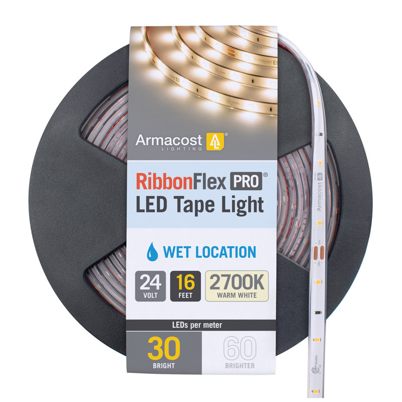 RibbonFlex Pro, 24V, 2700K, 30LED / M, IP67, bande de lumière sous l'armoire 5M, 2700 K
