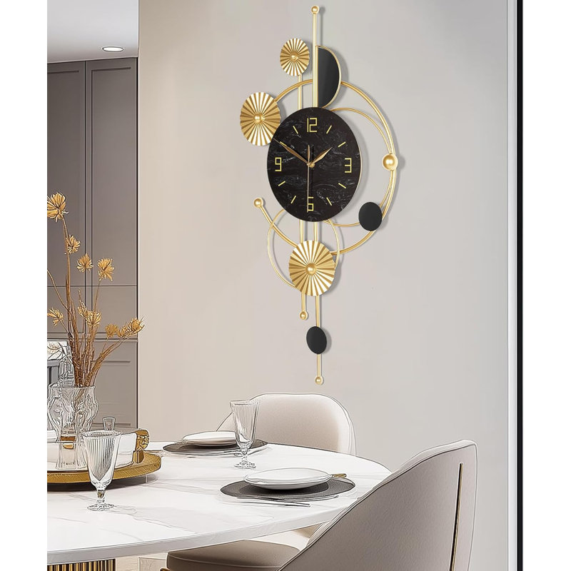 Grande horloge murale en métal - Horloge à piles silencieuse sans pile pour le salon, la chambre à coucher ou le bureau - Cadeau décoratif élégant pour la décoration intérieure
