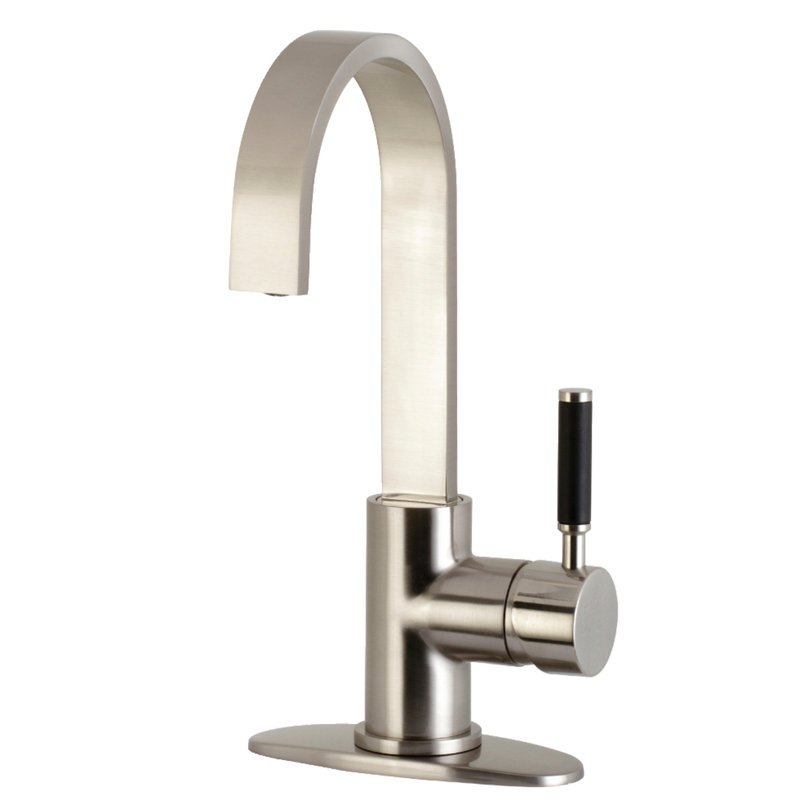Kingston Brass Continental Single-Handle 1-Hole Deck Mount Bar Faucet, Brushed Nickel, Knob Handle 1
