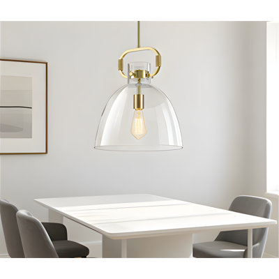 Large Pendant Light With Glass Shade, Adjustable Hanging Cord, Modern Gold Island Lighting Fixture For Kitchen Dining Room Bedroom Hallway