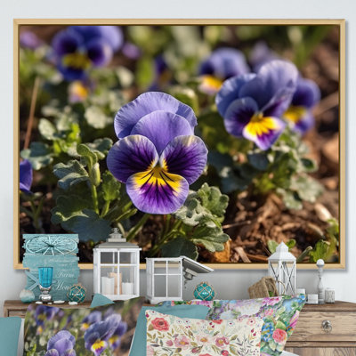 «Purple Yellow Pansies Harmony I» sur toile