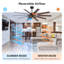 60" Industrial Ceiling Fan with Light Kit and Remote, 10-Blade Black/Walnut Fan, 4-Light E12 Socket, 6-Speed Reversible DC Motor