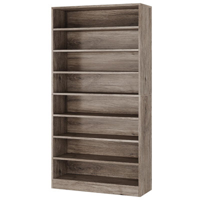 Armoire à chaussures grise 31,49 "de largeur, 9 niveaux 40-45 paires Armoire de rangement pour chaussures autoportante en bois robuste