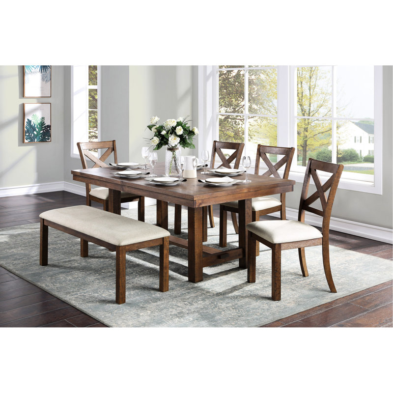 Ensemble de 2 chaises d'appoint de style transitionnel avec structure en bois au fini brun et siège rembourré beige pour salle à manger