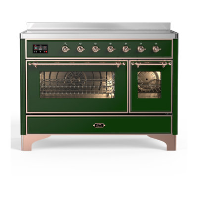 Cuisinière à induction de 48 pouces avec 6 éléments à induction en vert émeraude Majestic III Series (garniture cuivre)