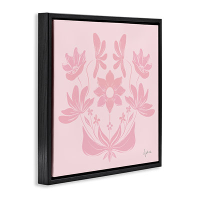 Cadre flottant floral rose symétrique, design par Lucille Price