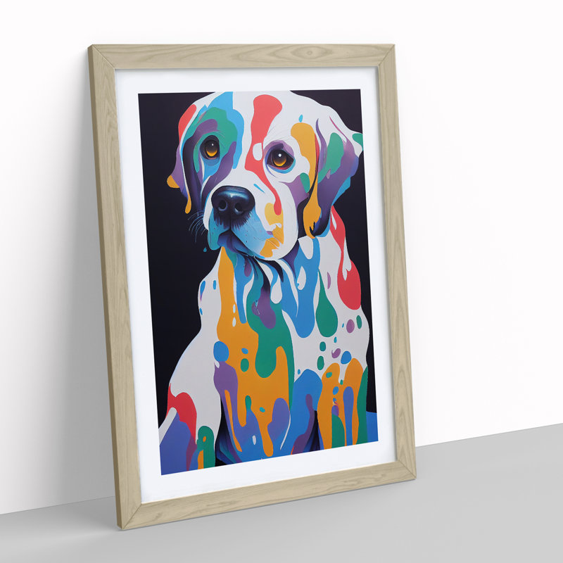 Dog Splat No.1 - Framed Print, 34cm H x 25cm W x 2cm D, Oak Framed