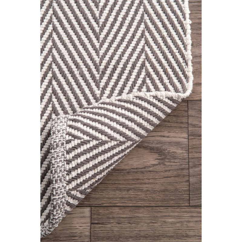 Benson Hand Woven Cotton Grey Indoor Rug, Rectangle 183 x 274cm