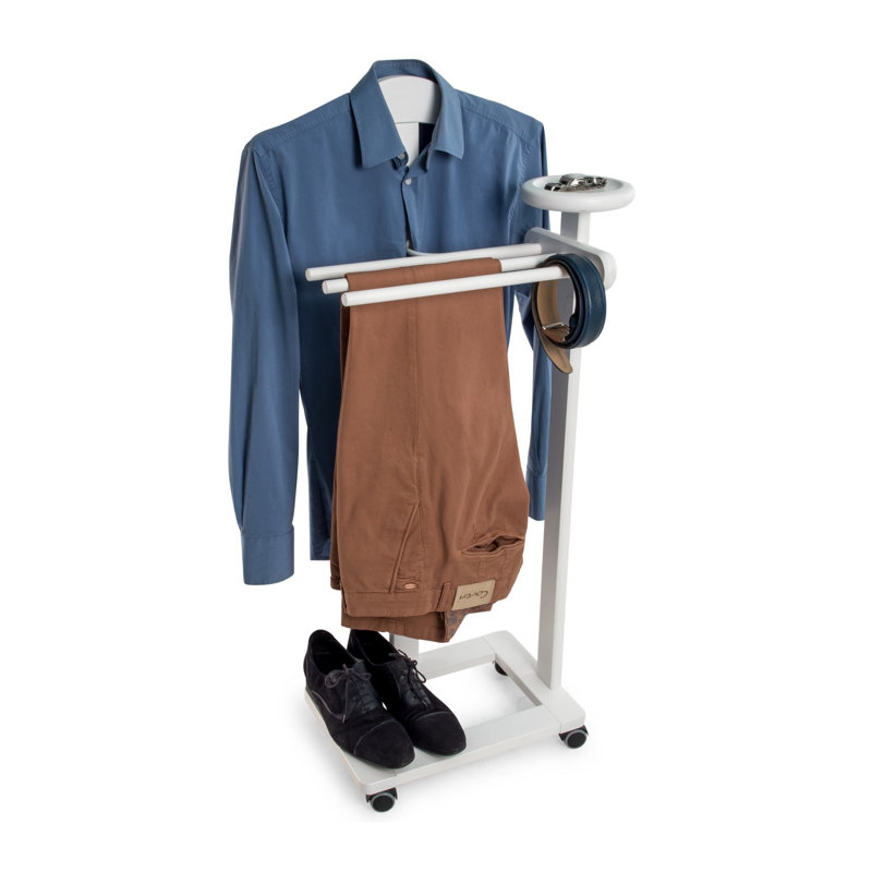Colombes Solid Wood Freestanding Valet Stand, White