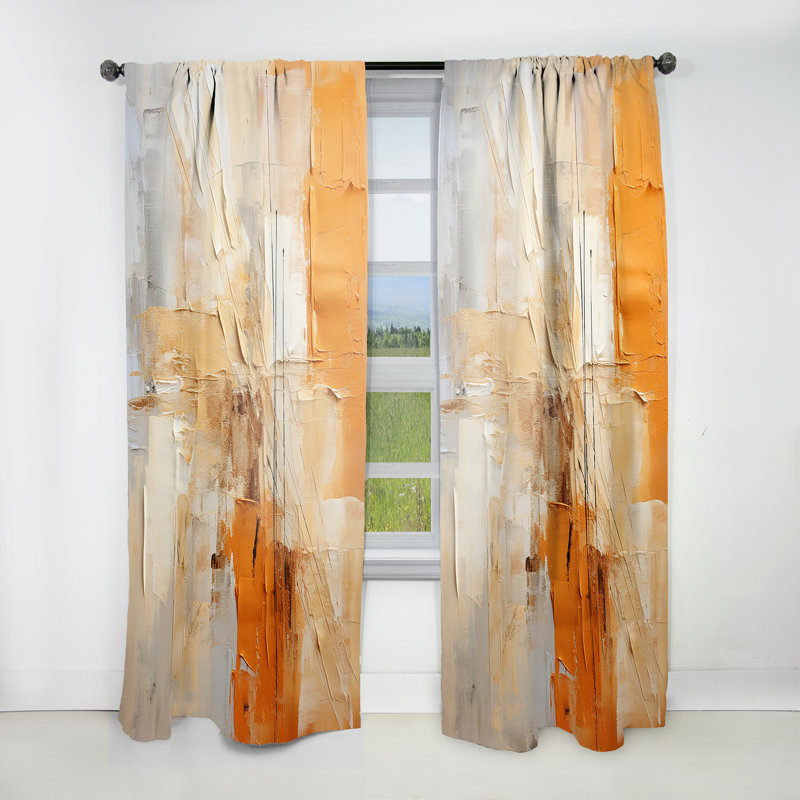 Collage IV Glam Orange Beige - rideau en velours Glam - obscurcissant - 1 panneau, L 52 po x L 108 po