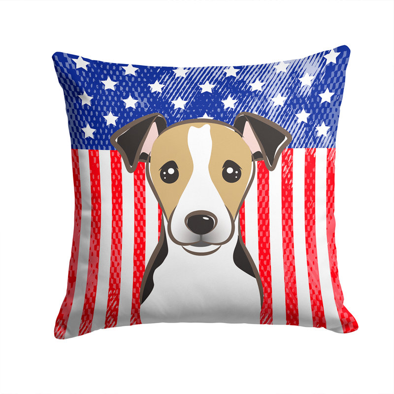  Coussin 14 "American Flag, 14 po x 14 po, Terrier Jack Russell 3