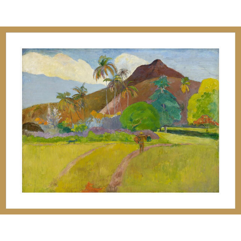 «Tahitian Landscape» par Paul Gauguin - Estampe numérique encadrée, H 32,36 po x l 41,5 po