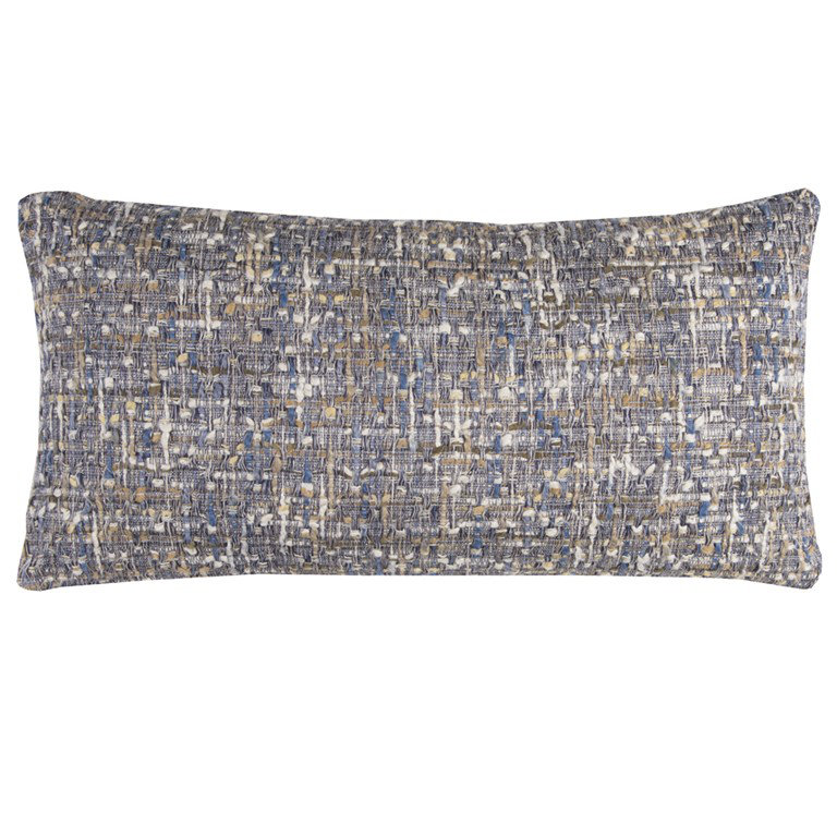 Coussin lombaire en coton 14 "x 26" bleu gris et beige Nubby