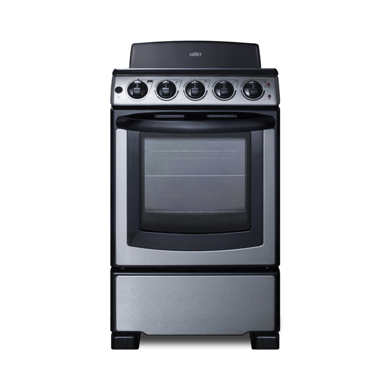 Summit Appliance 20" Wide Stainless Steel/Black Electric Coil Range