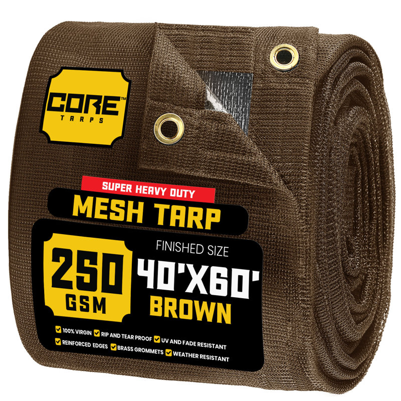 40 pi x 60 pi 250 g / m² 7,5 oz bâche robuste, résistant aux rayons UV, Brun