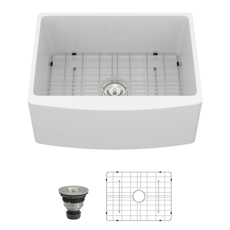24" L X 19" W Ceramic Farmhouse/Apron Kitchen Sink 10 Inch Deep Single Bowl Basin