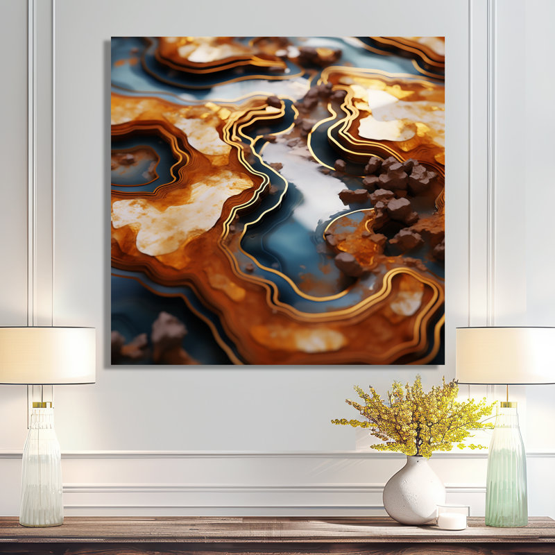 Décoration murale Tangerine Glam Elegance - marbre, H 16 po x l 16 po x P 1 po, Métal métal