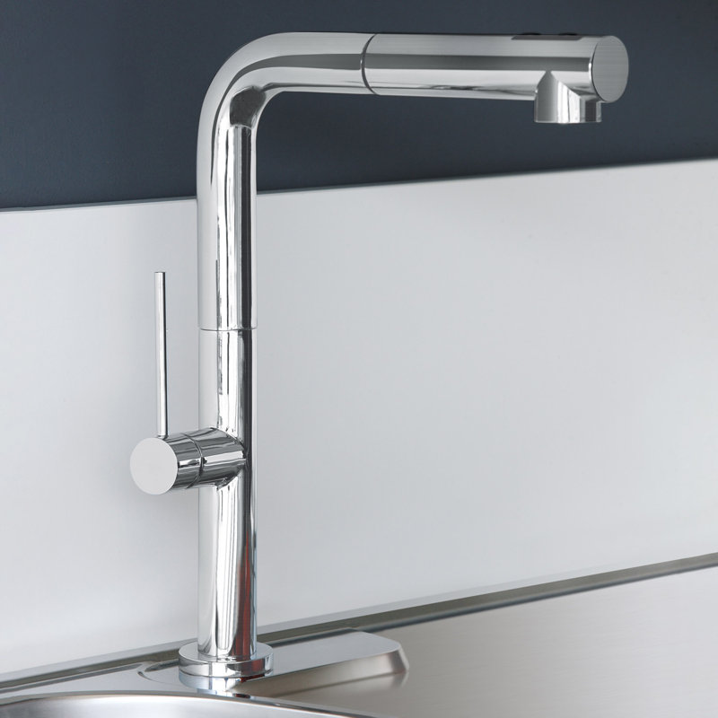Robinet de cuisine à poignée simple Slim, Nickel brossé