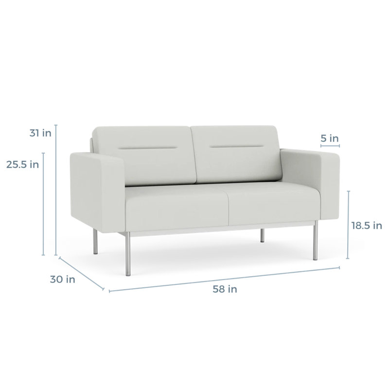 Causeuse de réception Darsey, Sans alimentation, Argent argent, Ombre portes ouvertes
