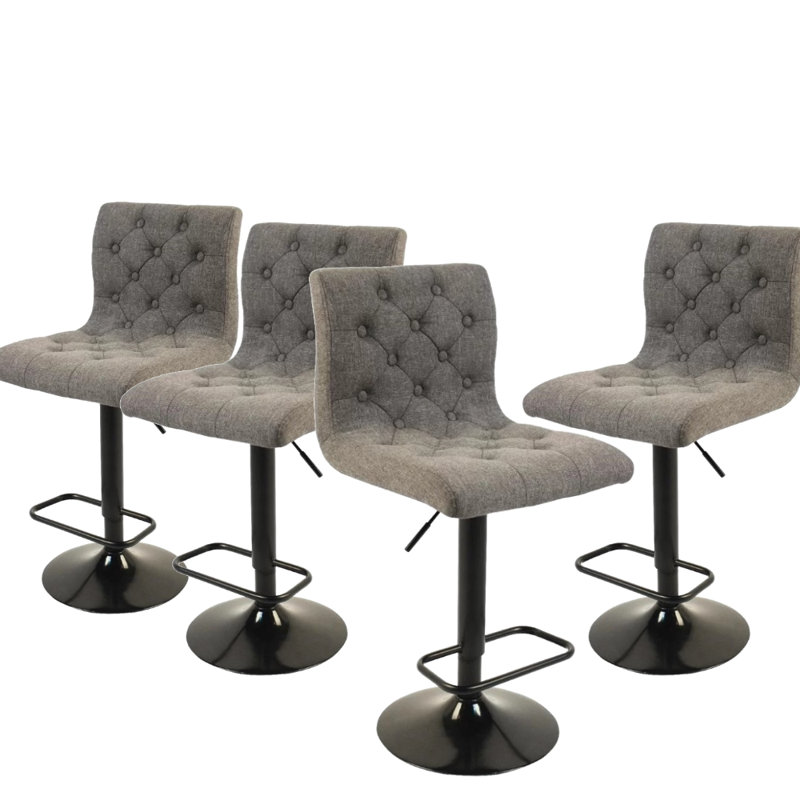 Tabouret réglable Lashg Beige avec base à piédestal noir
