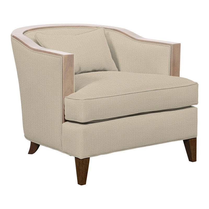 Thom Filicia Home Upholstered Barrel Chair, Tuck Linen Polyester Blend, Navajo