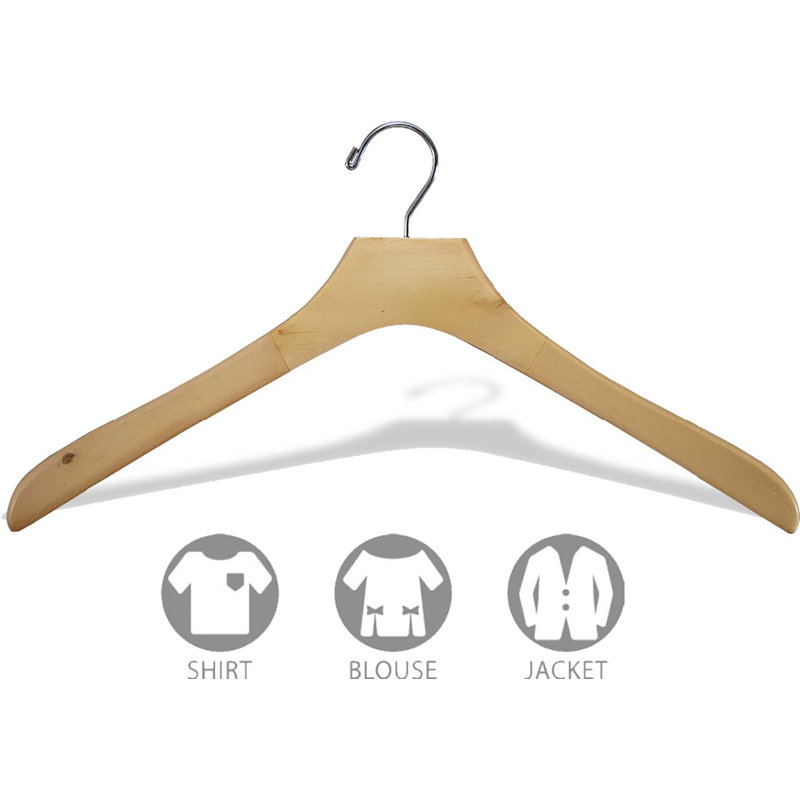 Cintre pour manteau en bois, 12, Neutre / chrome