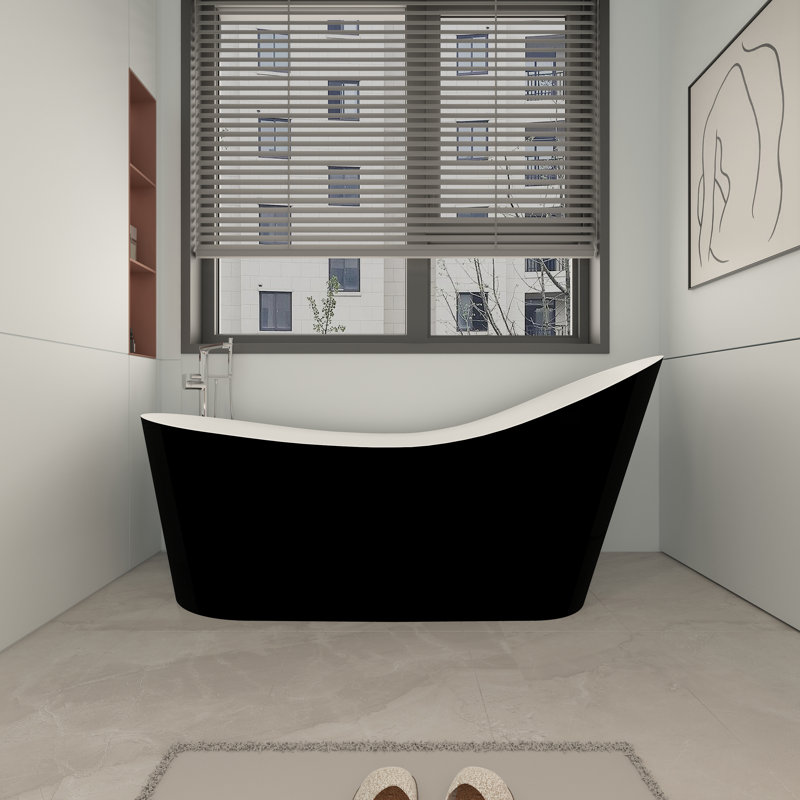 KDK HOME 55 inch Deep Freestanding Acrylic Soaking Bathtub, Bathroom Tub with Drain & Overflow