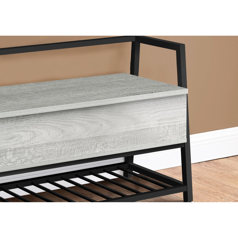 Banc moderne moderne 42 po avec cadre en stratifié gris et attaches en métal noir