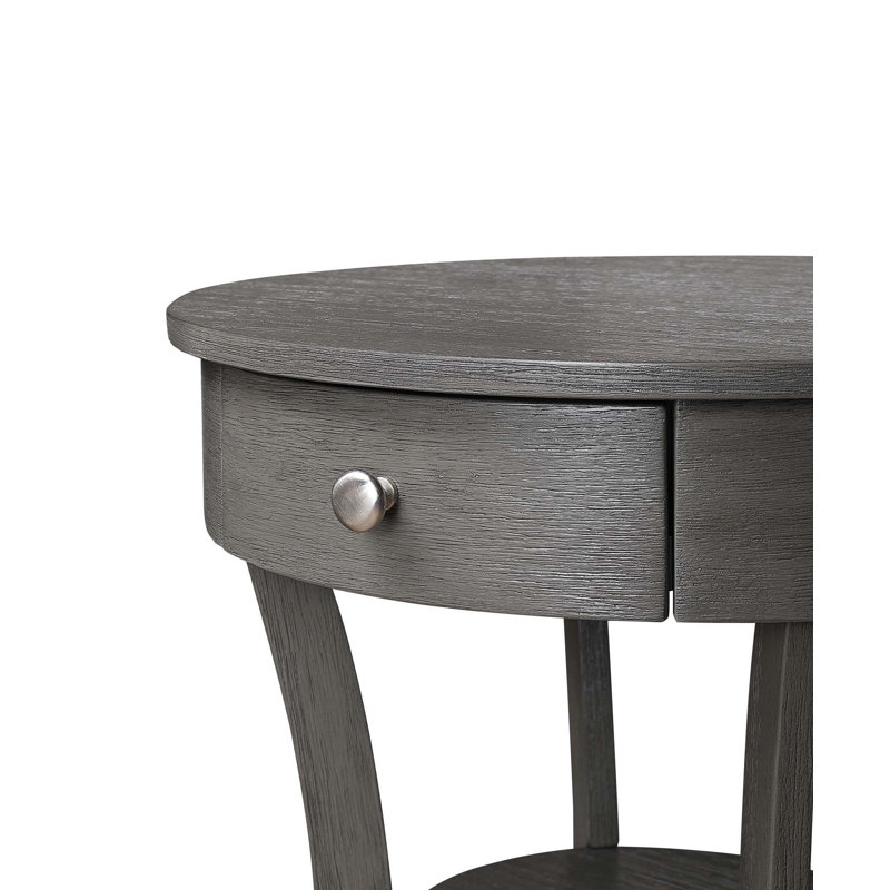Table de bout à 1 tiroir avec rangement Moravian, Brosse métallique grise foncée