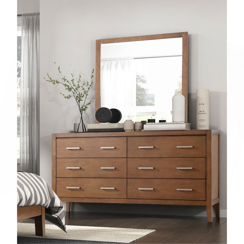Commode 1 pièce transitionnelle avec 6 tiroirs en bois