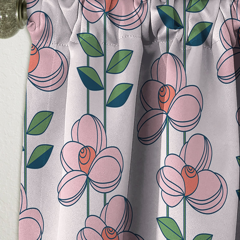 Rideau simple occultant Floral Mid-Century, L 52 po x L 108 po