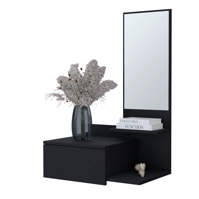Black Floating Vanity With Included Mirror