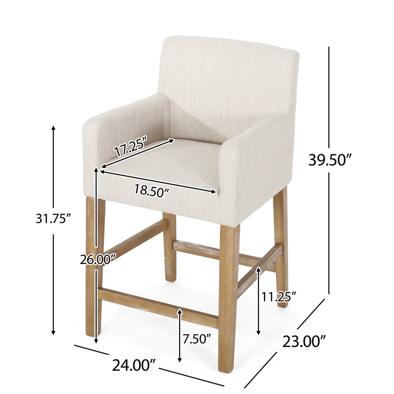 Alighiero Solid Wood 26" Counter Stool (Set of 2)